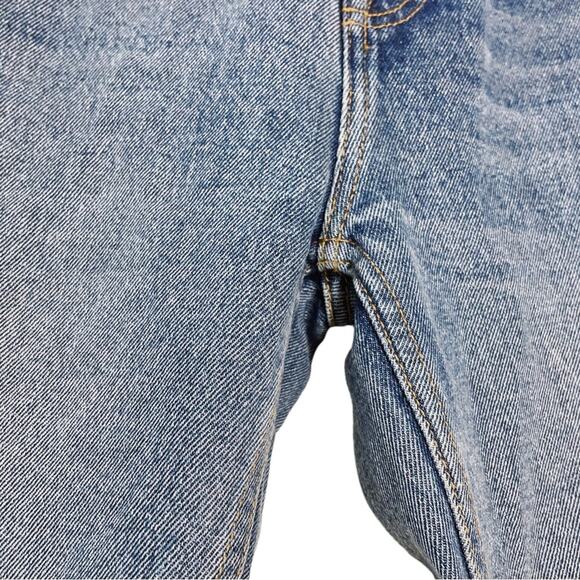 Jeu Illimité Medium Blue Slit Hem Straight Leg Button Fly Jeans - 25 - Picture 8 of 10